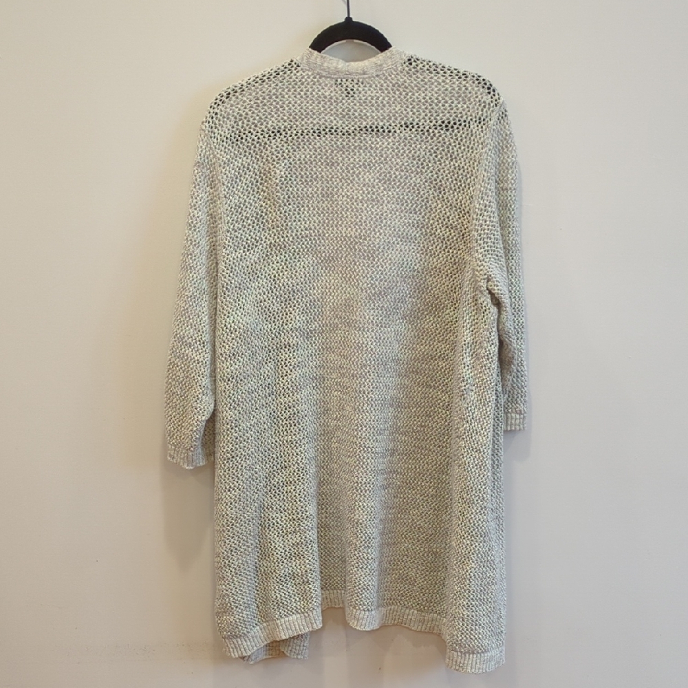 J.Jill Cotton Open Knit Spring Summer Beach Coastal Cardigan Gray Size XXL ECU - Picture 8 of 9